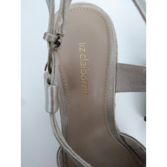 Liz Claiborne Jenson Gold Open Toe Slingback Espadrilles Wedge Heel Sandal 6.5 M - Picture 10 of 10